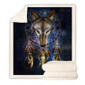 Light and Dark Meet Sherpa Blanket Wolf 3Dprint